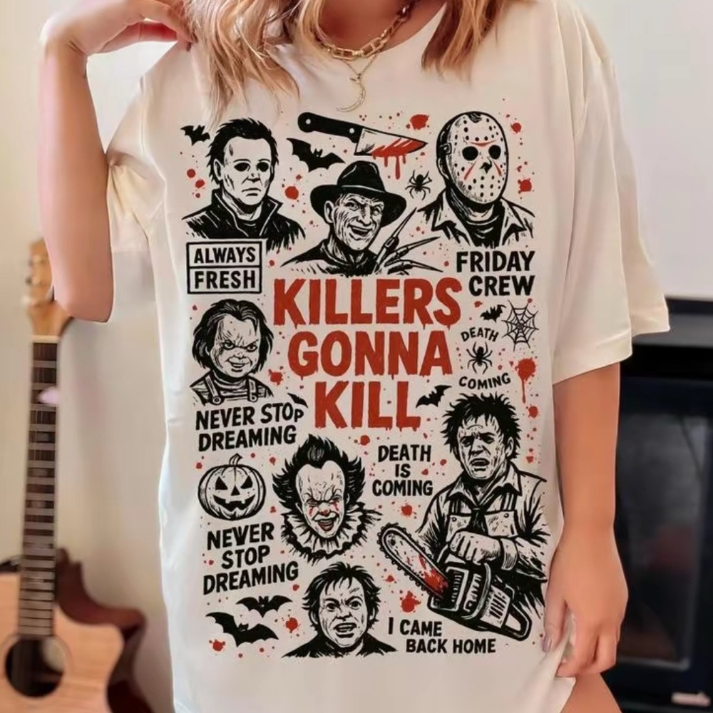 Gildan White Graphic Tee - Killers Gonna Kill